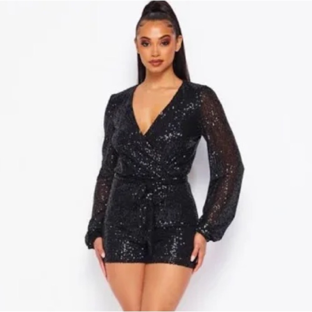 H&M  black sequin romper 6